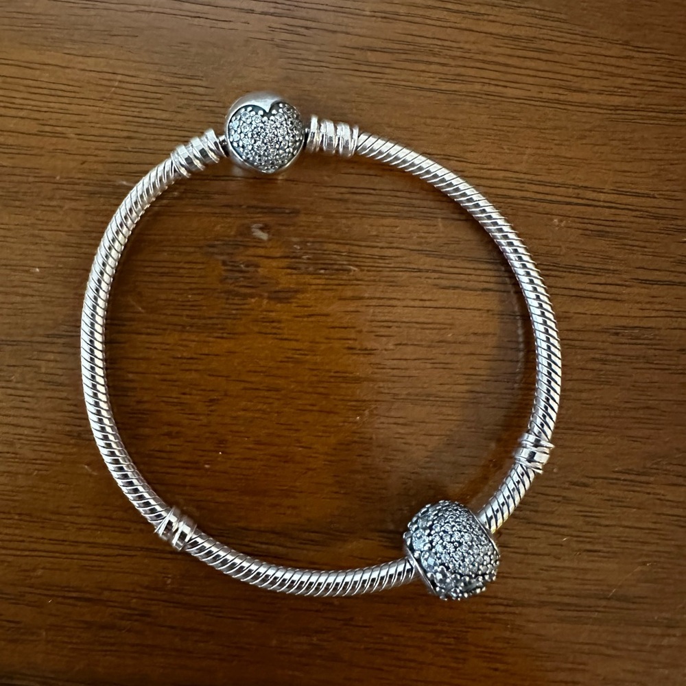 Pandora Silver Heart Charm Bracelet